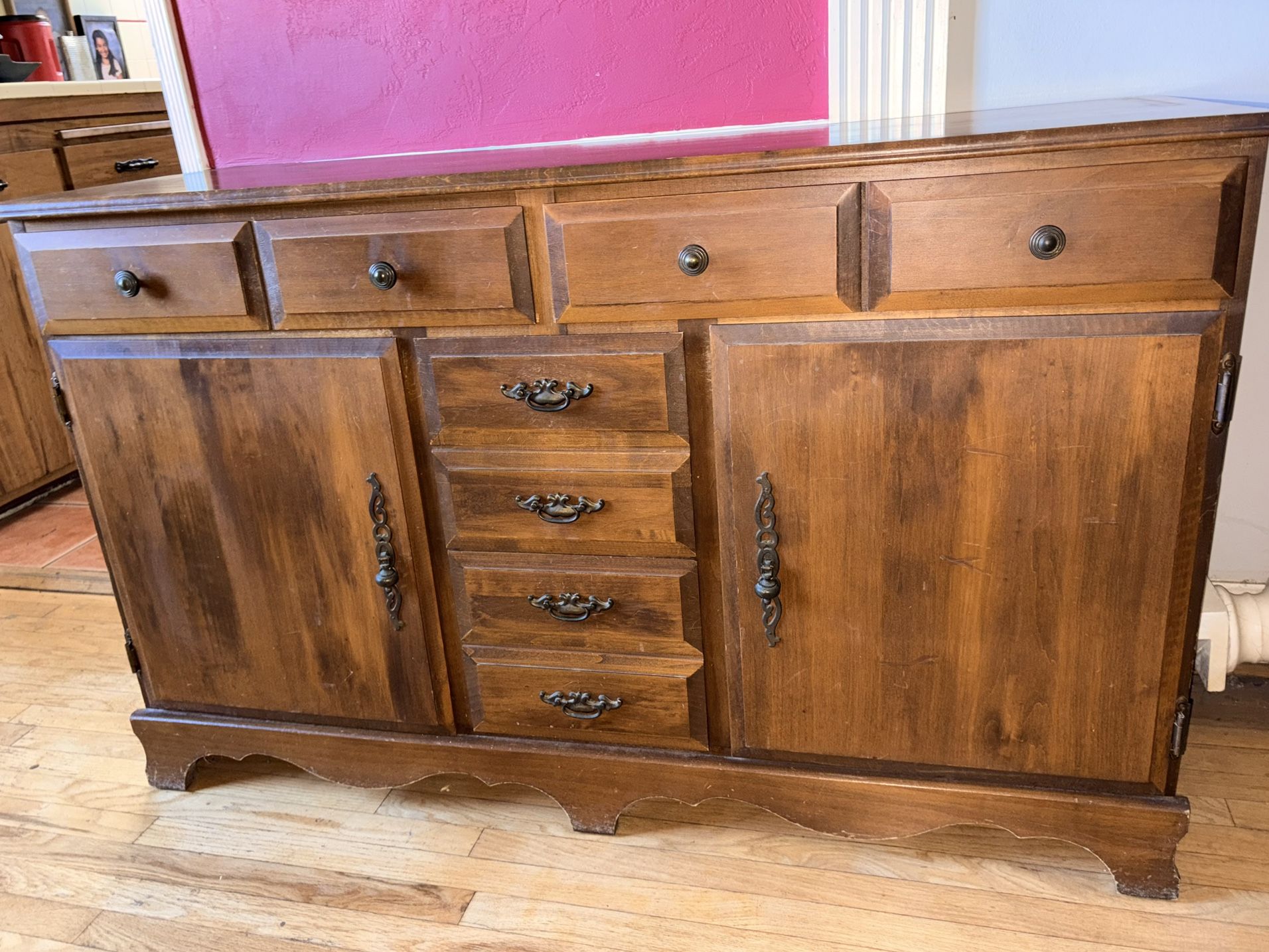 Vintage Wooden Dresser Storage Buffet Sideboard AS IS