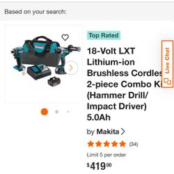 18V LXT Lithium-Ion Brushless Cordless Combo Kit 5.0 Ah (2-Piece)