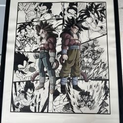SSJ4 Goku And Vegeta Manga Print And Frame