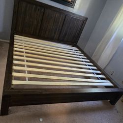 Autumn Brown King Wood Platform/King Bed Frame and Night Stand