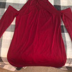 Off The Shoulder Long Sleeve Red Dress