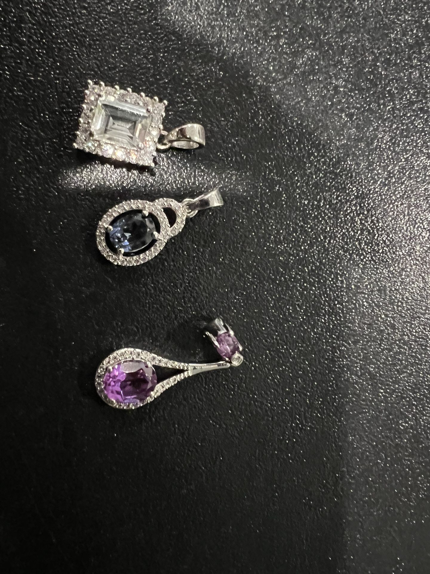 3 sterling silver gemstone pendants