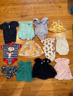 12pc BUNDLE Baby Girl Clothes Onesies Dress 3 Month Set