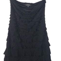 Express Black Strapless Satin Ruffle Tiered Mini Cocktail Dress 