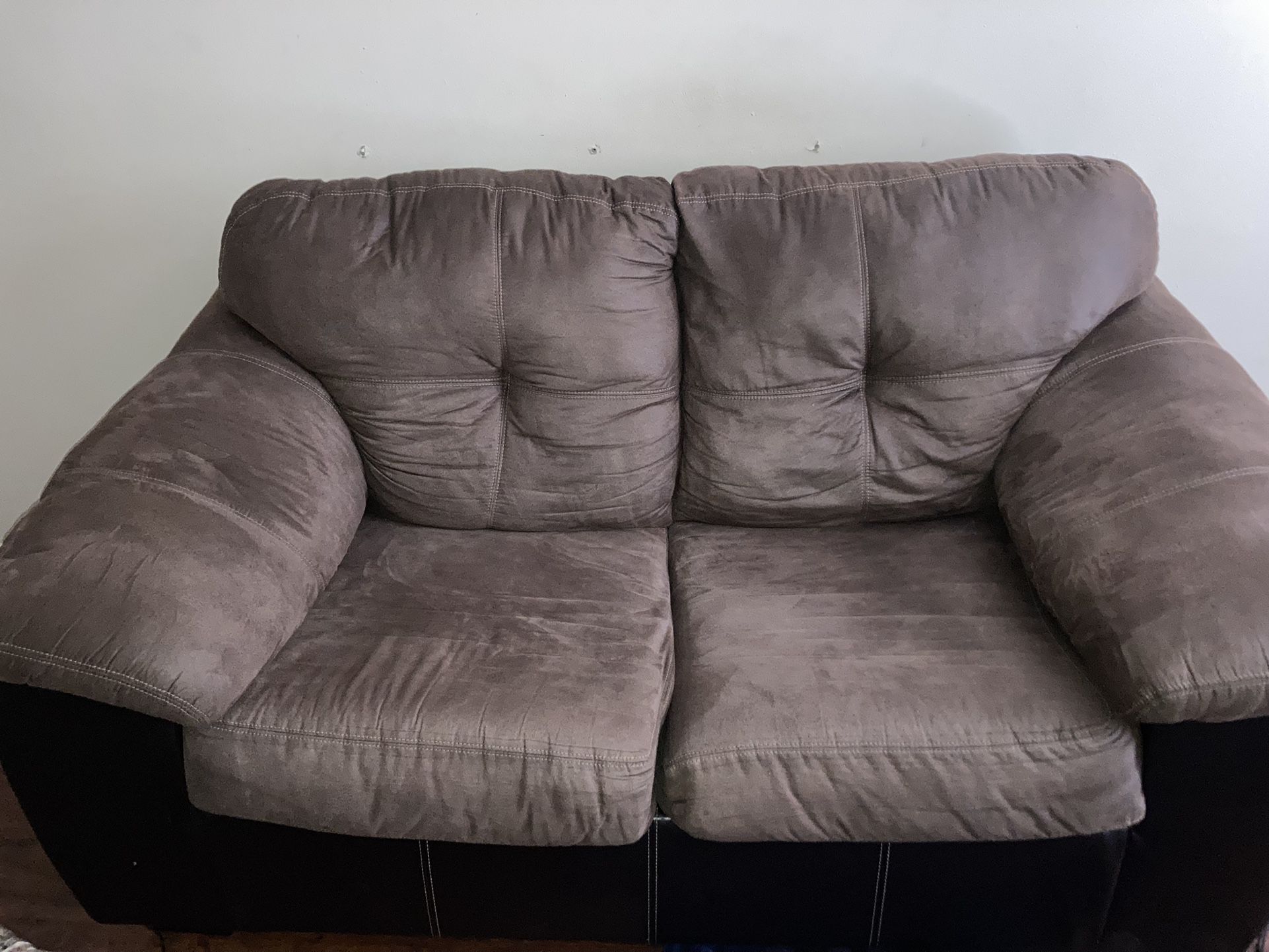Brown Suede& leather Love seat & recliner