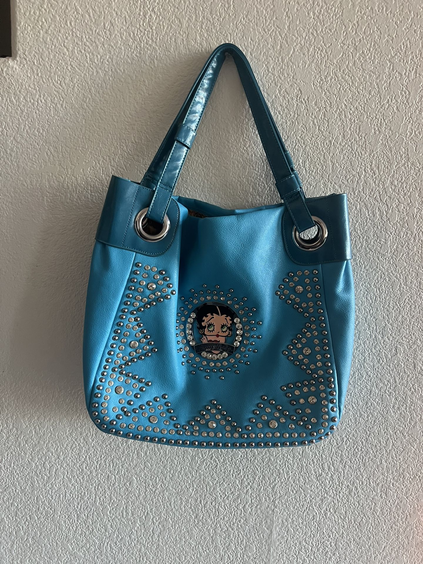 New Betty Boop Blue Large Diamond Studded Purse.