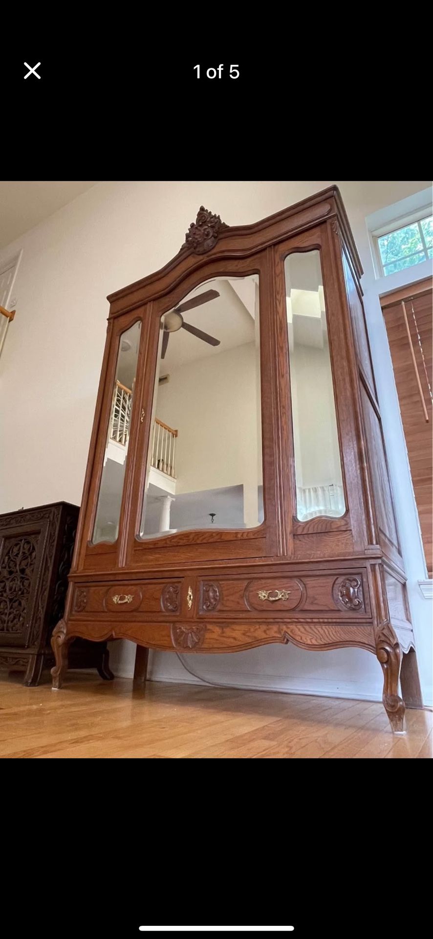Antique Bedroom Set Full Bed And 3 Door Armoir
