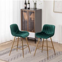 Green and Gold Bar Chairs For Kitchen Counter
