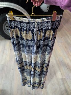 Boho Elephant Print Wide-Leg Pants