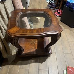 Wood And Glass End table 