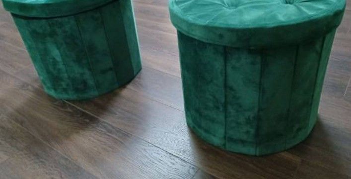 2 Collapsable Green Ottomans