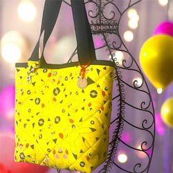 NEW Handmade Pokémon Pikachu Quilted Shoulder Tote bag Inner zipper Pocket