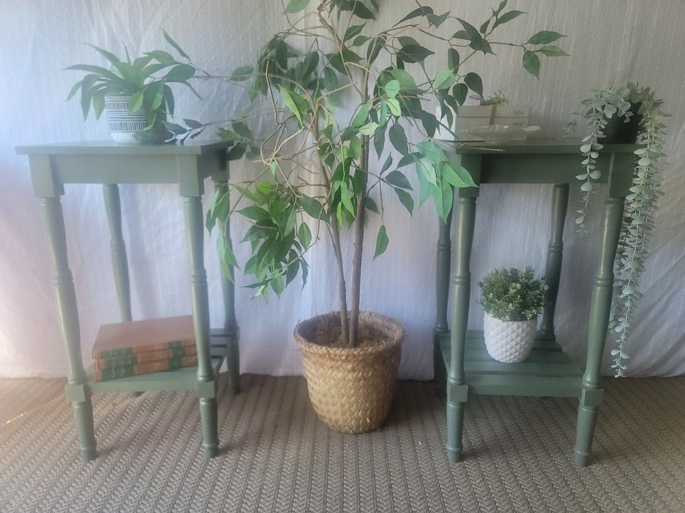 Super Cite Sage Green Sidetables 2x For Sale 