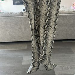 Thigh High Snake Print Boots