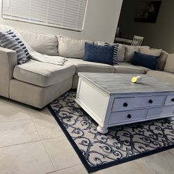 Large Sectional Couch , Coffee Table And Rug 