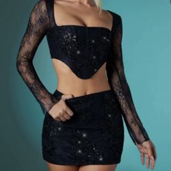 Oh Polly Two Piece Set - Black, Size 2