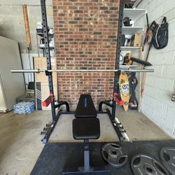 Squat Rack, Flat Bench, Barbell, Weights, Z Bar, Dumbell Bar