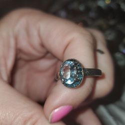 Aquamarine Silver Ring.