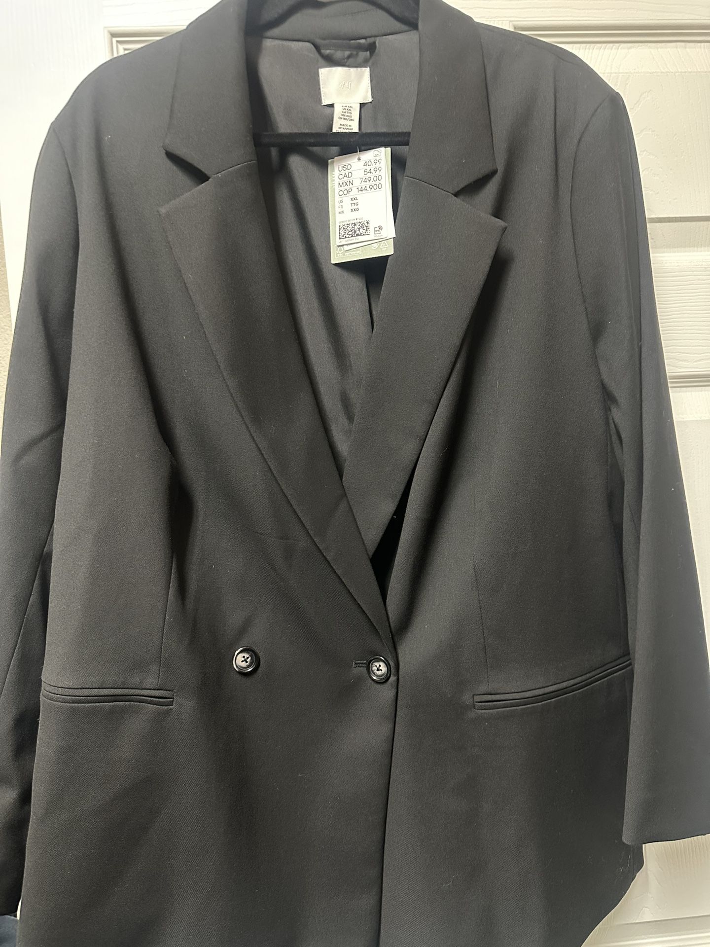 H&M Women’s Black Blazer Coat New With Tags XXL