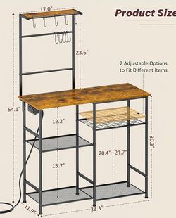 Kitchen Storage Rack / Coffee Bar with Power Outlet