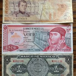 Antique Mexican bills $125.00 CASH. TEXT FOR PRICES.