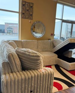 Costumize Sleeper Sectional Couch W Storage Chaise Corduroy Fabric Only $39 Down Payment 👉 PLEASE ASK FOR JON GREEN WHEN YOU ARRIVE!