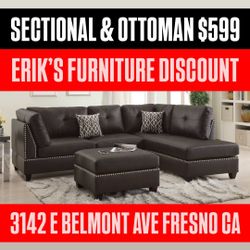 NEW SECTIONAL & OTTOMAN LEATHER 