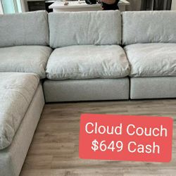 Gray Cloud Modular Sectional Couch Sofa 