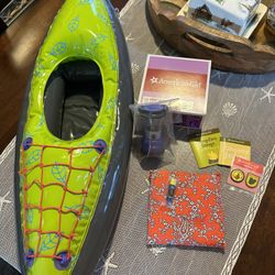 Retired American Girl Campfire Set With Kayak In Like New Condition