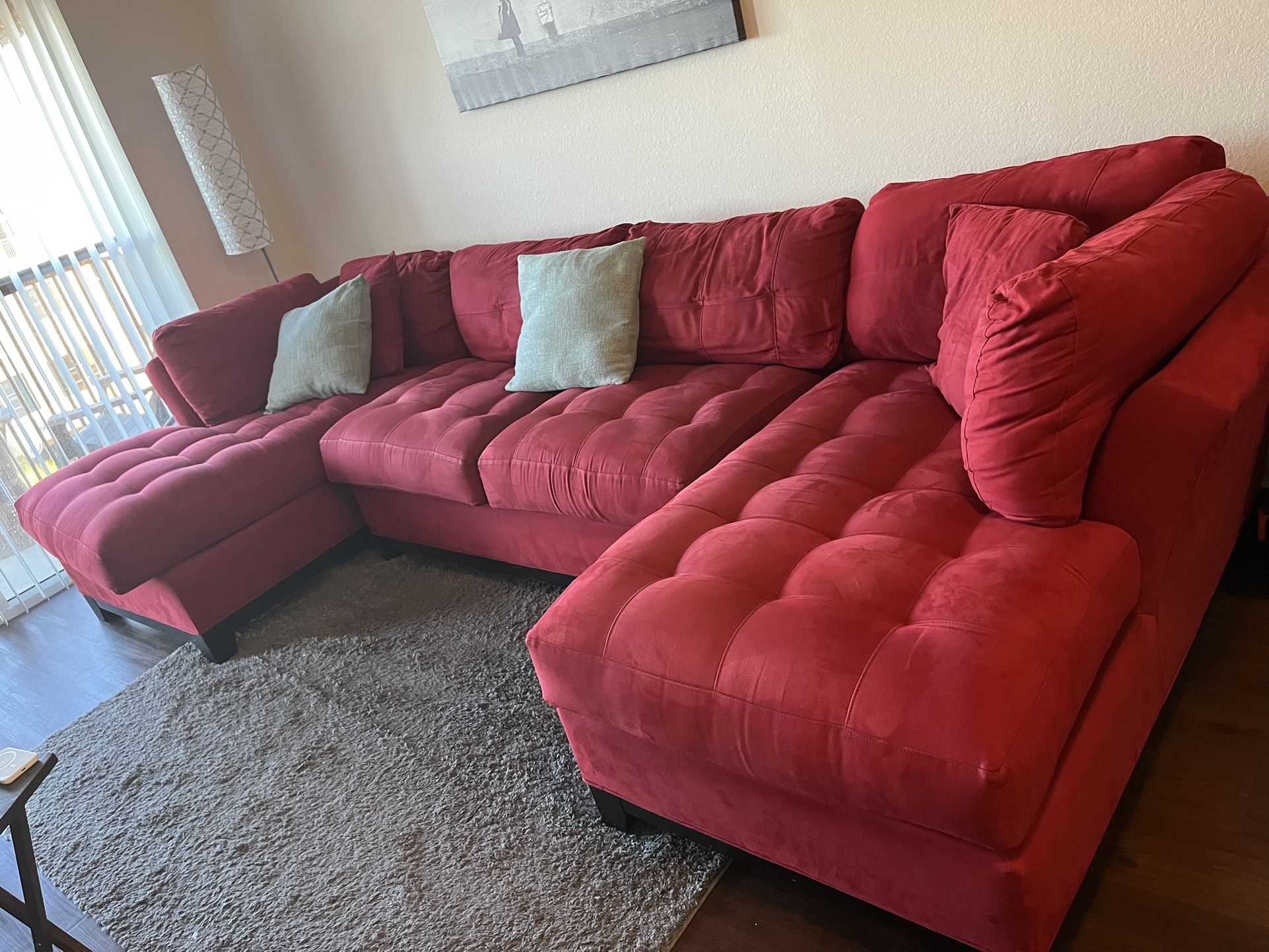 Plush 147x74 Large Red Couch 