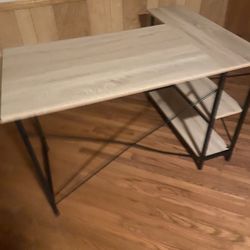 L- shaped office desk with shelves (Reversible)