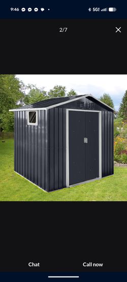 7x4.3ft Metal garden sheds outdoor storage sheds Coal Grey with window