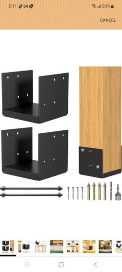 2-Pack 8x8 Post Base Adjustable Wood Anchor Bracket Decorative Plate
Internal 7.5 x 7.5in, Standing Wooden Posts, Pavilion Deck Porch Handrail Railing