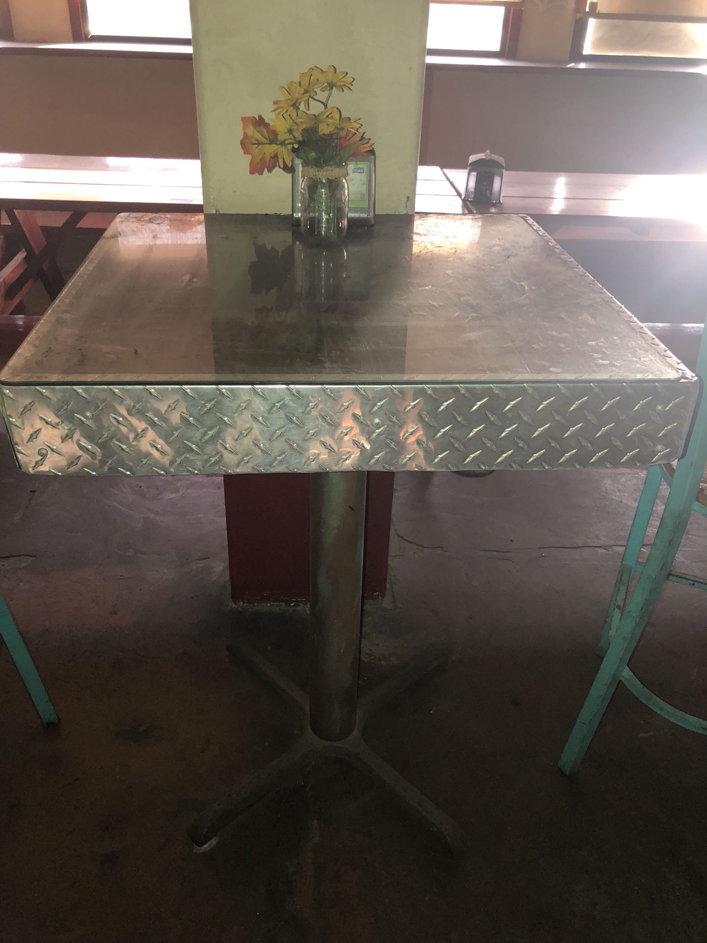 Tables-High Top-Glass-Metal-Solid