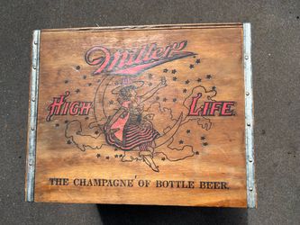 Vintage Miller High Life Girl in The Moon Wooden Crate
