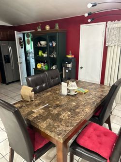 Marble-Top Dining Table with Chairs