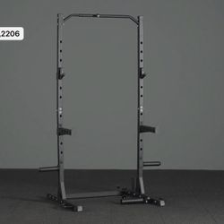 Power Rack with Pull-Up Bar,Half Squat Rack with Land Mine,Adjustable Width, Suitable for 6/ 7FT Barbell - Black
