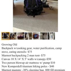Camping Gear, Details Included In First Picture