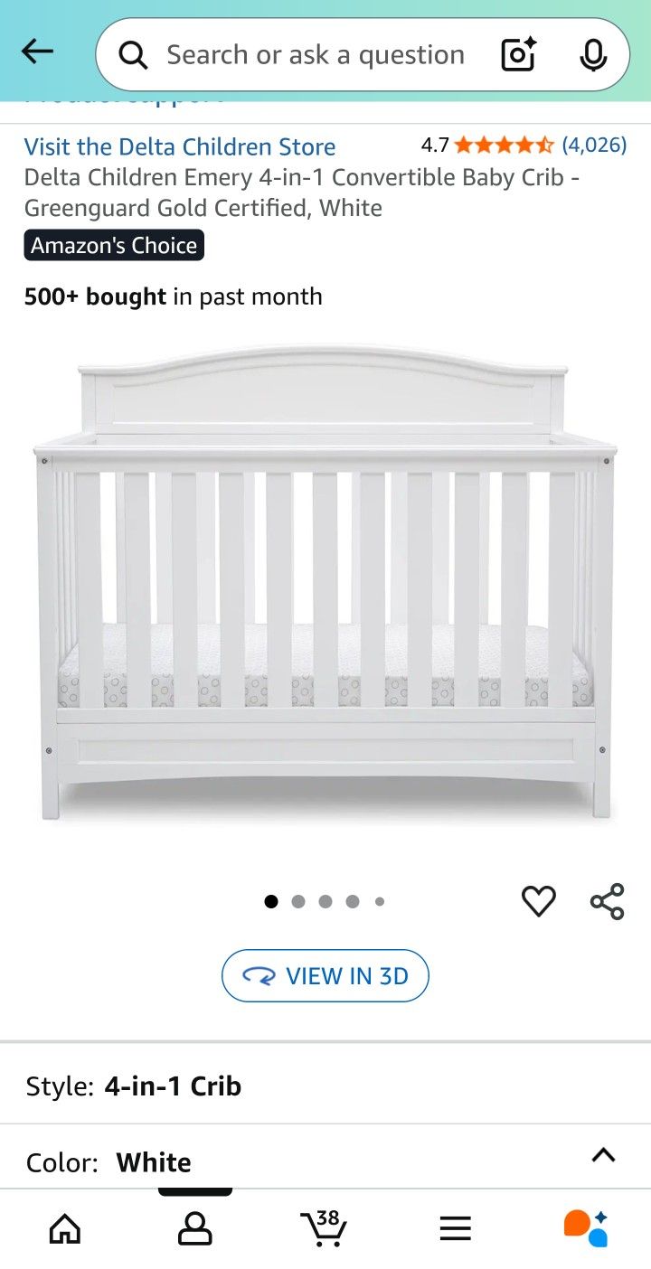 delta baby crib white