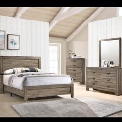 4-Pc Bedroom Set Queen Bed ,Dresser,Mirror, Nightstand #1 (Not Including mattress and box)