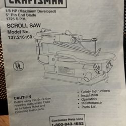 REDUCED PRICE:  Craftsman Scroll Saw