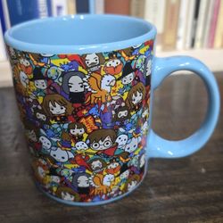 Harry Potter All Over Character Coffee Cup Blue Wizarding World Se7en20 Retro Movie Mug Collectible