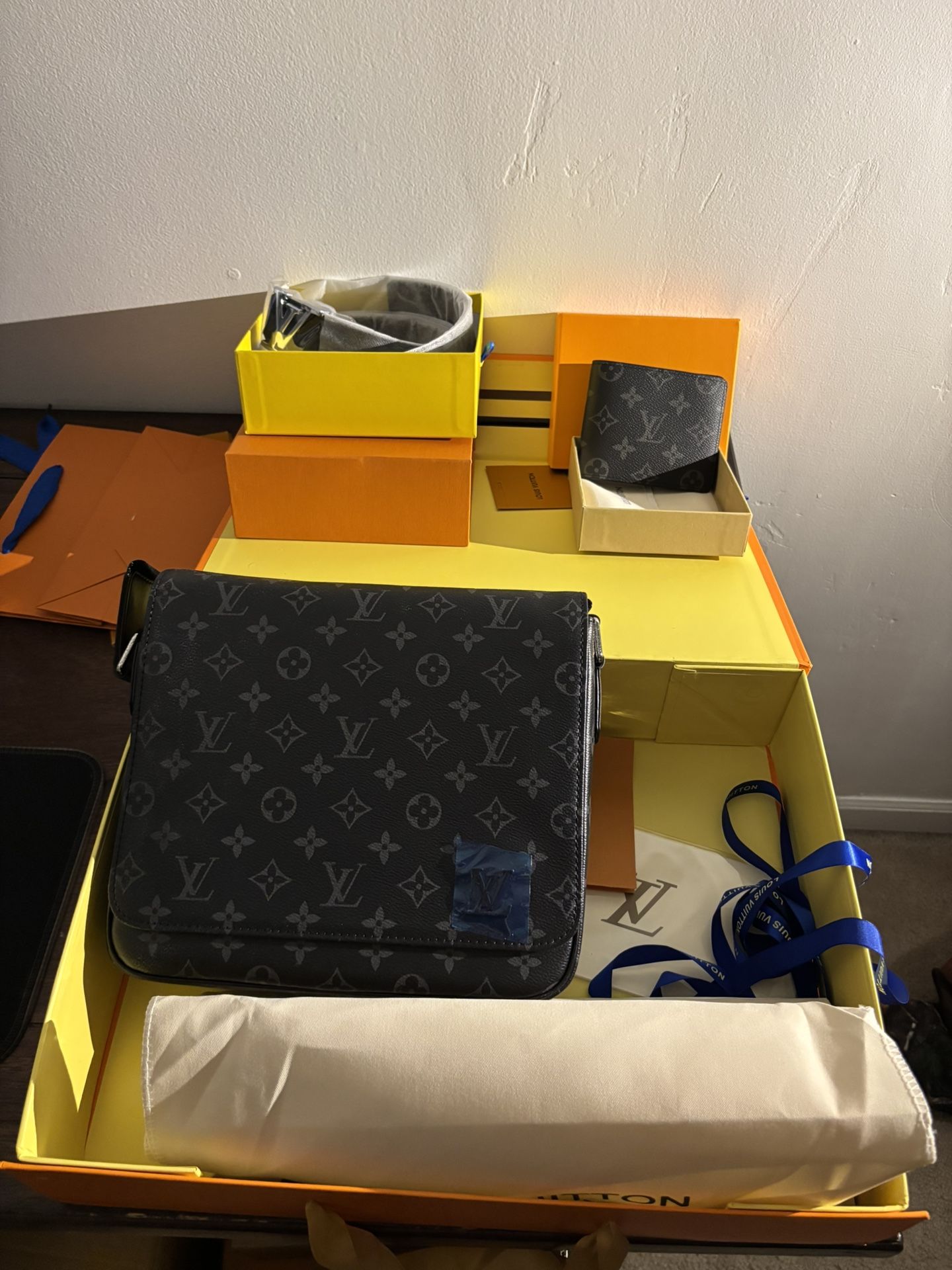 LV bag,wallet, and belt