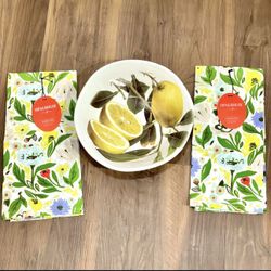  Lemon 🍋 Decorative Serving Bowl MADE IN ITALY 🇮🇹  + 2 Floral Kitchen Hand Towels 🌸 🌺 