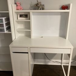 Office set: desk, hutch, 5 shelf bookcase, chair