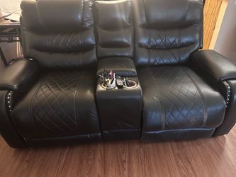 Recliner sofa and Love seat- Black