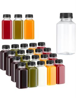 NEW! 23pcs 8oz Plastic Empty Juice Bottles with Caps, Labels, Cleaning Brush
