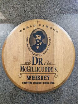 Dr. McGillicuddy's Whiskey Barrel Sign