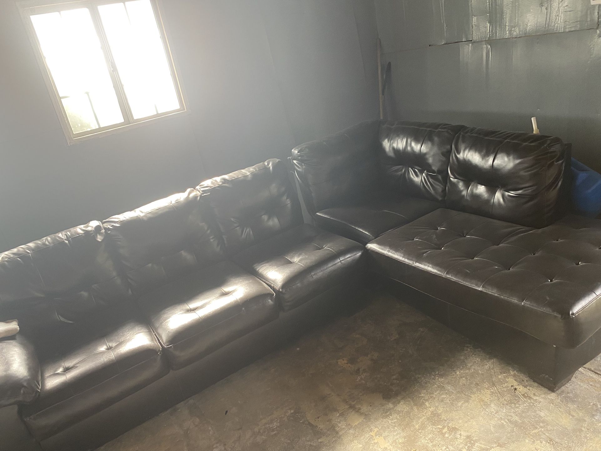 Black Like New Sectional Faux Leather L Shape
