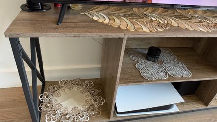 Wood and Metal TV Stand with Shelves